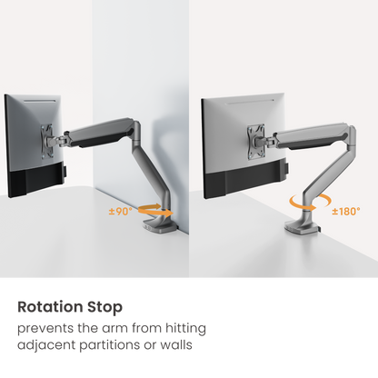 Lumi LDT82-C012E mechanical spring monitor arm showing the monitor rotation