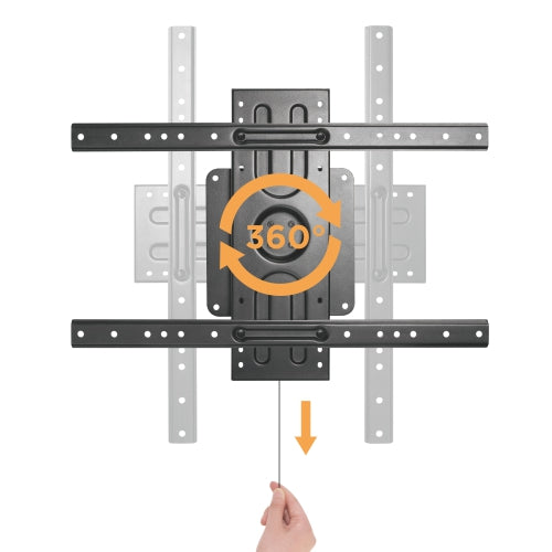 Lumi LP69-46F fixed TV wall mount showing portrait and landscape screen rotation
