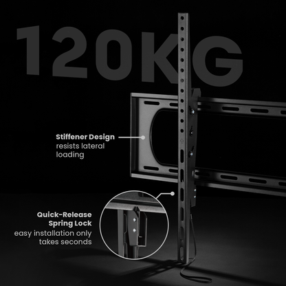 Lumi LP73-69T tilt TV wall mount load rating graphic, rated for 120 kg (264 lbs)