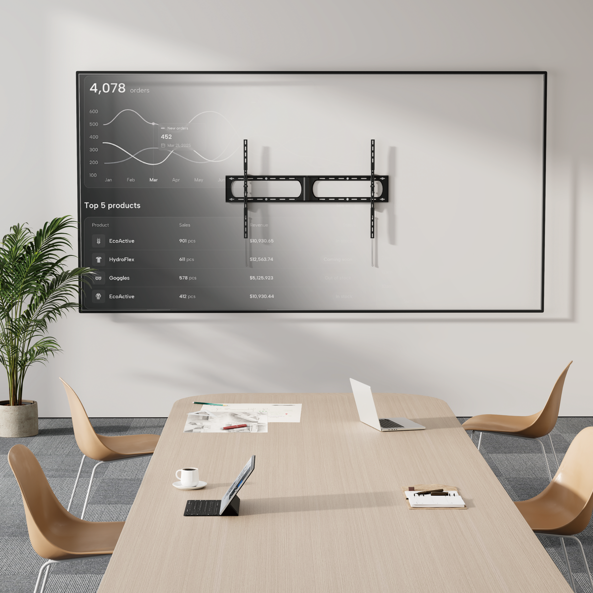 Lumi LP73-812T tilt TV wall mount installed in a room with a wall-mounted TV