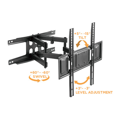 Lumi LPA63-446 full-motion TV wall mount showing its range of movement
