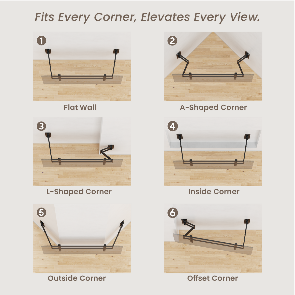 Lumi LPA93-466 full-motion TV wall mount mounting options for different wall corners
