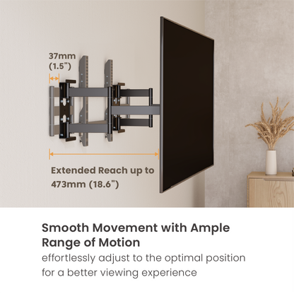 Lumi LPA93-466 full-motion TV wall mount extended away from its mounting point to reposition the screen