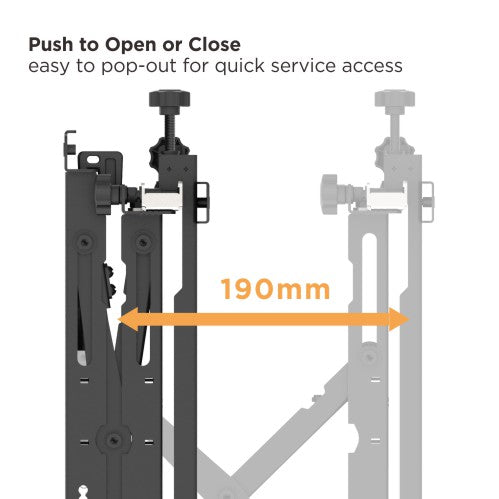 Lumi LVW13-46T video wall mount pop-out mechanism for service access behind the display