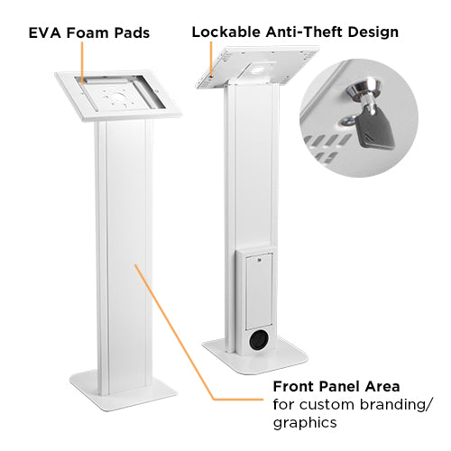 Lumi PAD32-02 anti-theft tablet kiosk floor stand adjustment feature detail