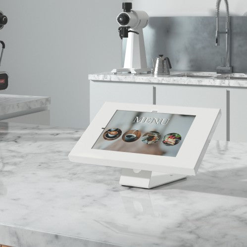 Lumi PAD34-02 anti-theft countertop tablet kiosk stand installed in a retail or reception setting