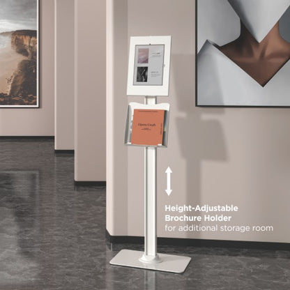 Lumi PAD34-04 anti-theft tablet kiosk floor stand installed in a retail or reception setting