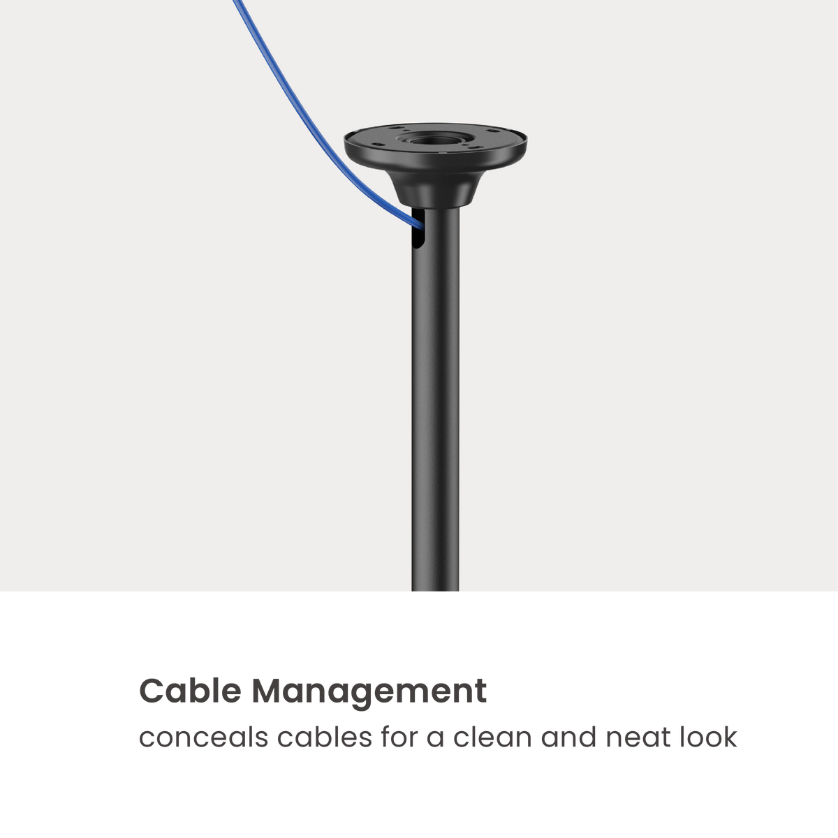 Lumi PLB-CE1546SL TV ceiling mount cable management detail for routing cables neatly