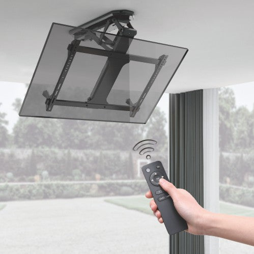 Lumi PLB-M0546 motorized TV ceiling mount operated with a remote control