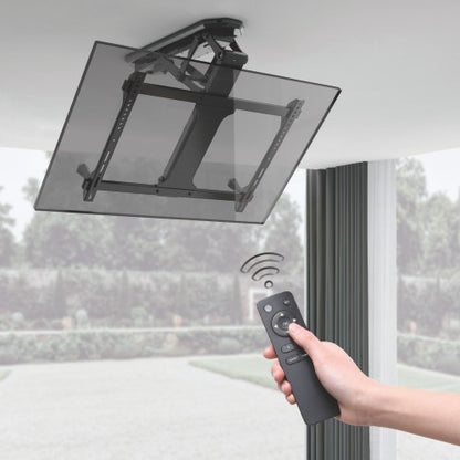 Lumi PLB-M0546 motorized TV ceiling mount operated with a remote control