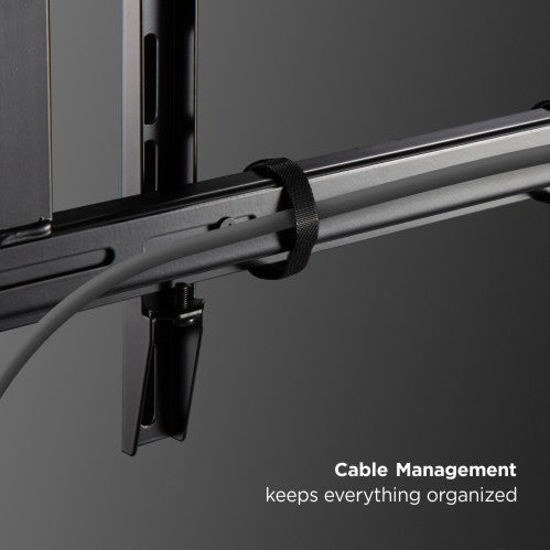 Lumi PLB-M06H full-motion TV wall mount cable management detail for routing cables neatly