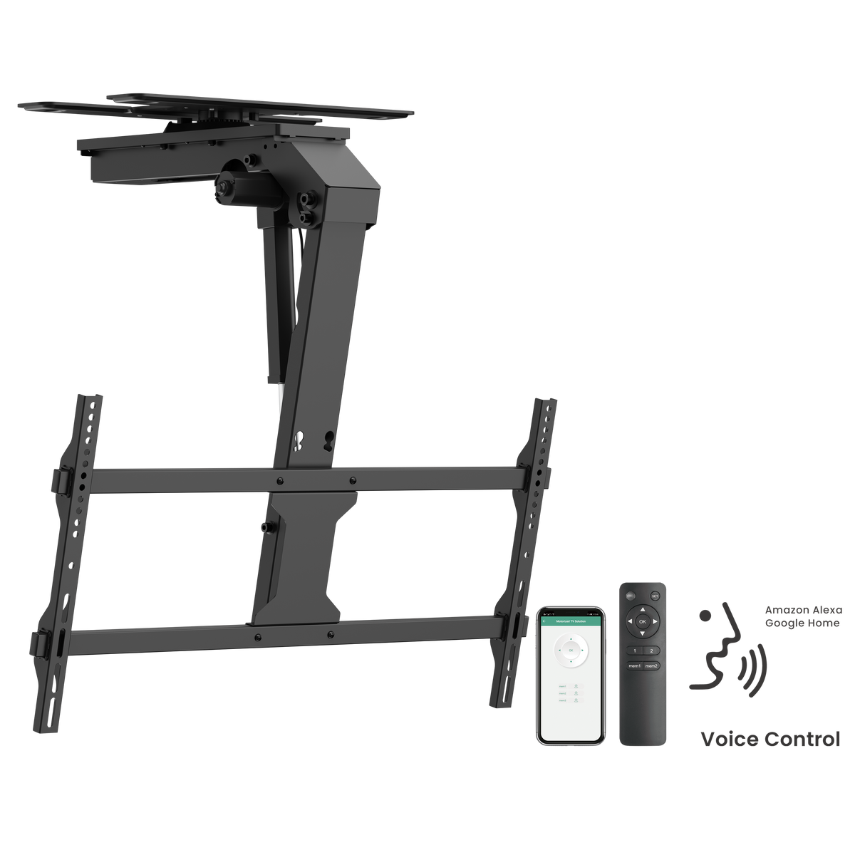 Lumi PLB-M0748DS motorized TV ceiling mount, product view, supplied in India by Corporate AV