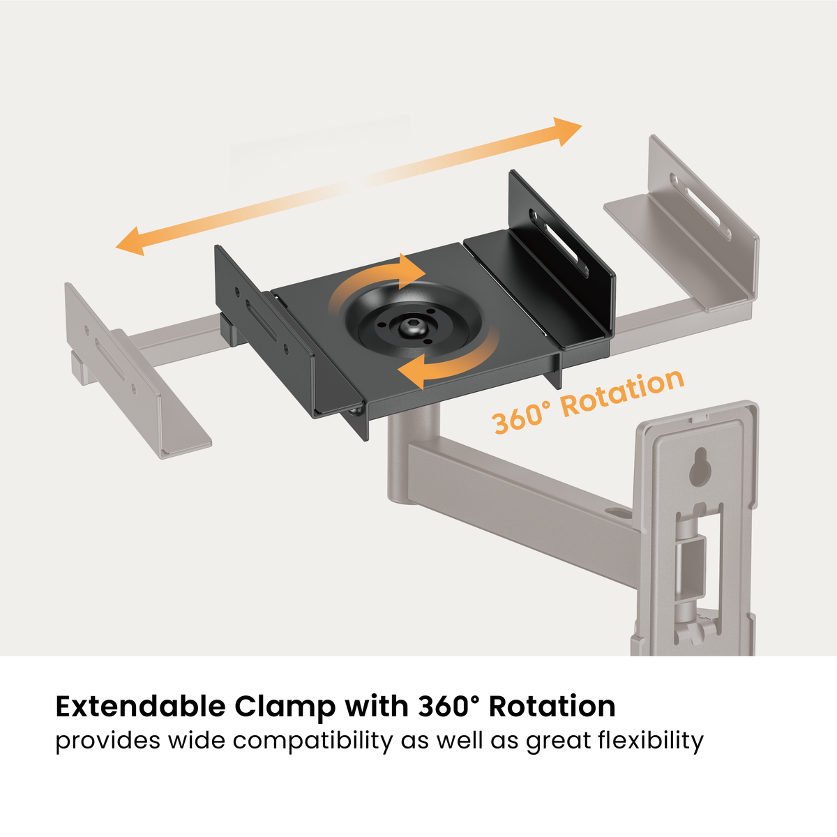 Lumi SB-75 speaker wall mount extended away from its mounting point to reposition the screen