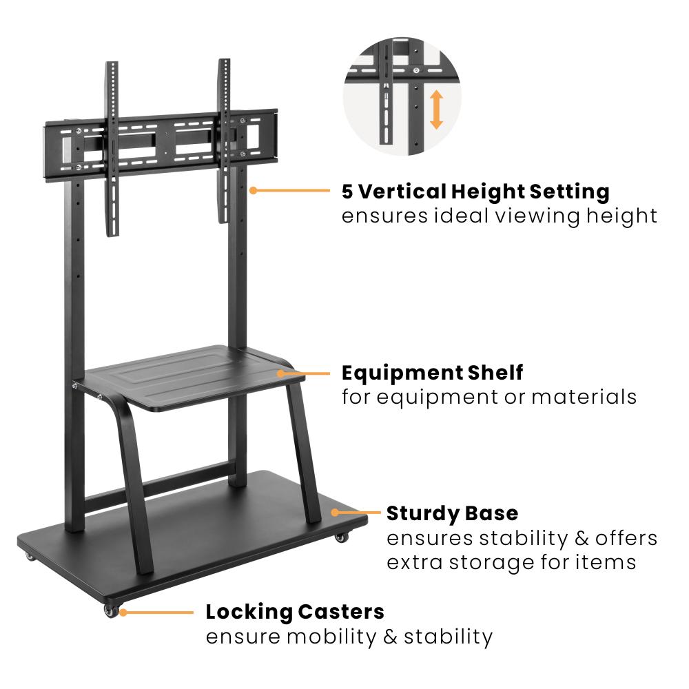Lumi T1035ME TV cart showing the height adjustment