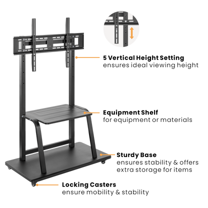 Lumi T1035ME TV cart showing the height adjustment