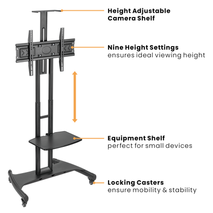 Lumi T1037ME TV cart showing the height adjustment
