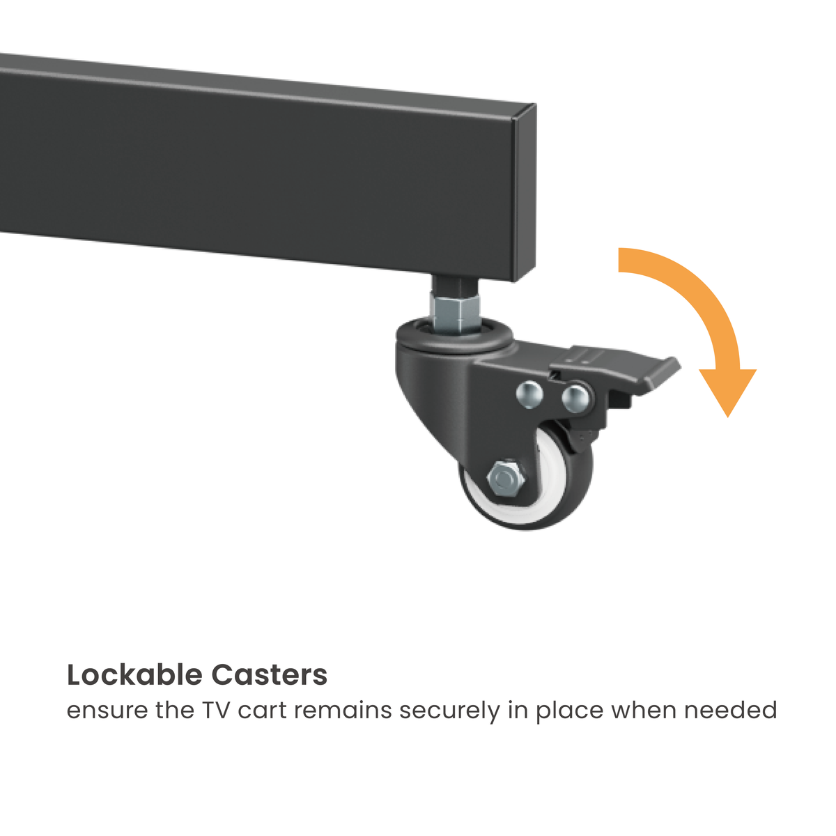 Lumi T1042T TV cart lockable casters detail