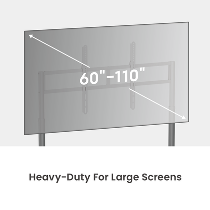 Lumi TTF19H-612FW crank adjustable TV cart supporting a large-format screen