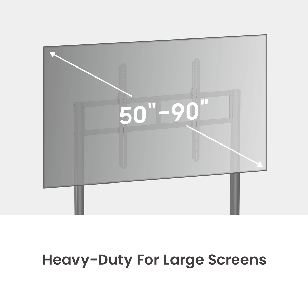 Lumi TTF19H-69FW crank adjustable TV cart supporting a large-format screen