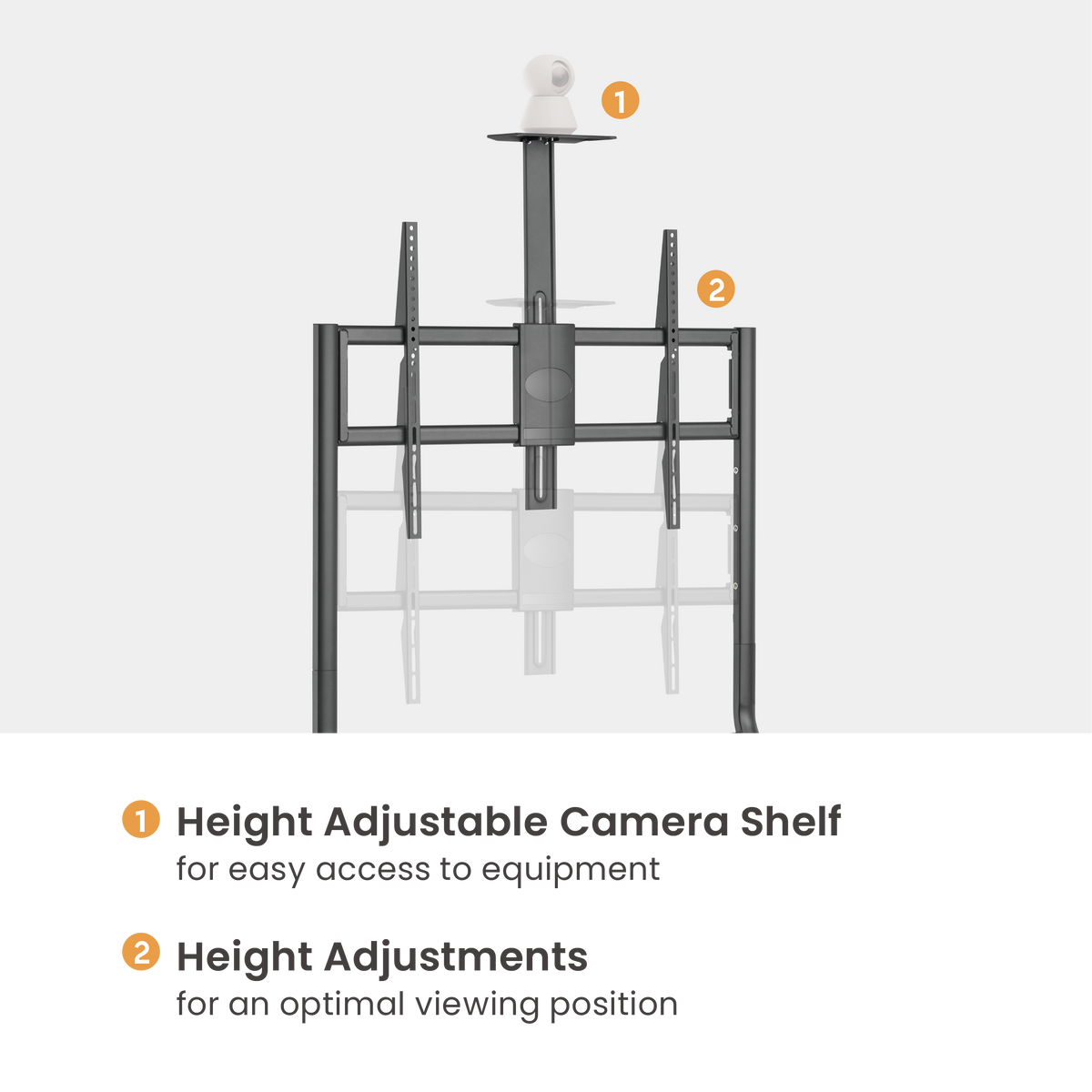 Lumi TTL16-69FW TV cart showing the height adjustment