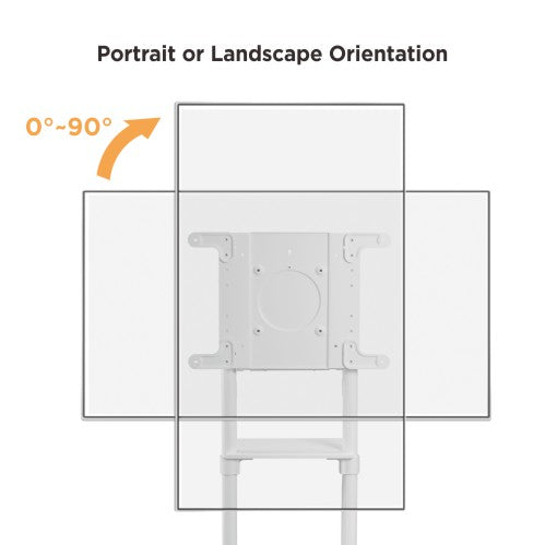 Lumi TTV11-46TW interactive display cart showing portrait and landscape screen rotation