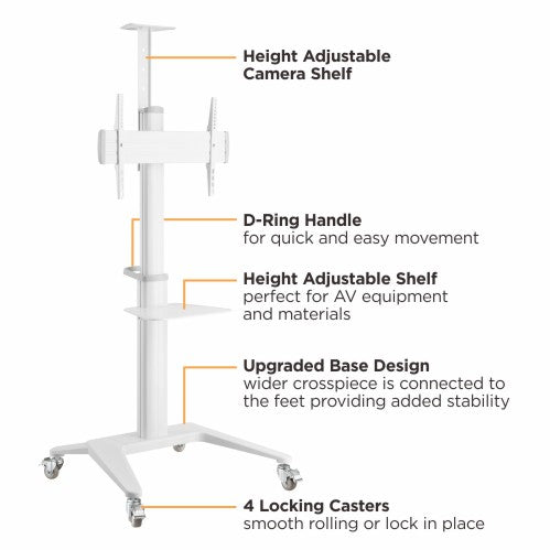 Lumi TTV12-46TW TV cart showing the height adjustment