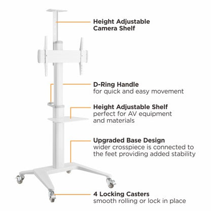 Lumi TTV12-46TW TV cart showing the height adjustment