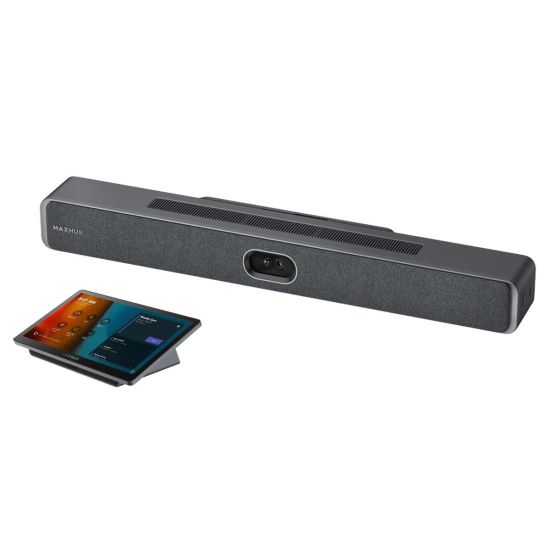 MaxHub XBar W70 Kit: 200MP Windows Teams Rooms Video Bar for Medium to Large Rooms - angled view