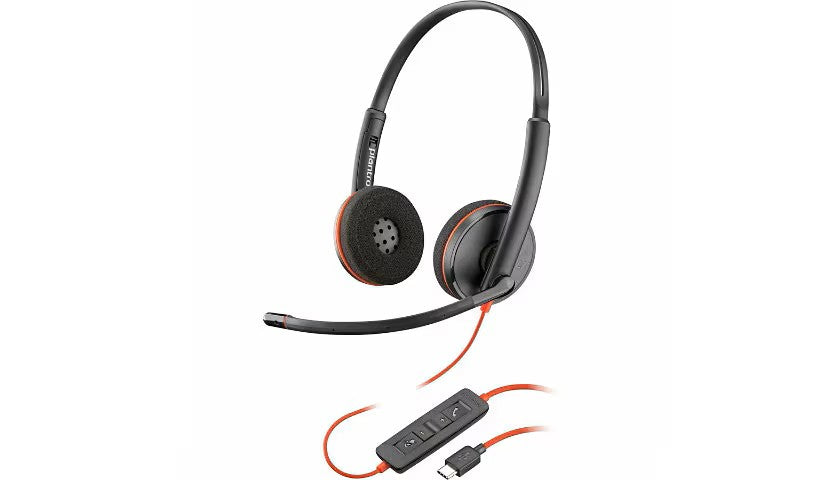 Poly Blackwire 3220: Wired Stereo Headset with USB-C/A Adapter - front view