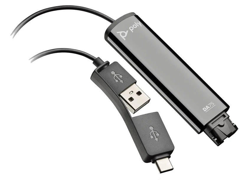 Poly DA75: USB to Quick Disconnect Headset Adapter - front view