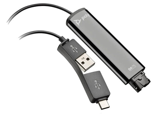 Poly DA75: USB to Quick Disconnect Headset Adapter - front view