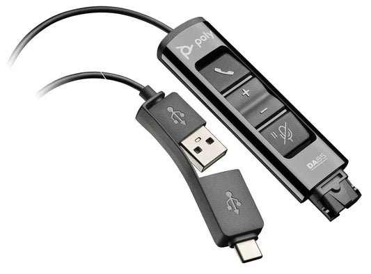 Poly DA85: USB to Quick Disconnect Headset Adapter with Call Control - front view