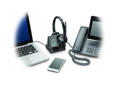 Poly Savi 8220: Office Stereo Wireless Headset - in-use view