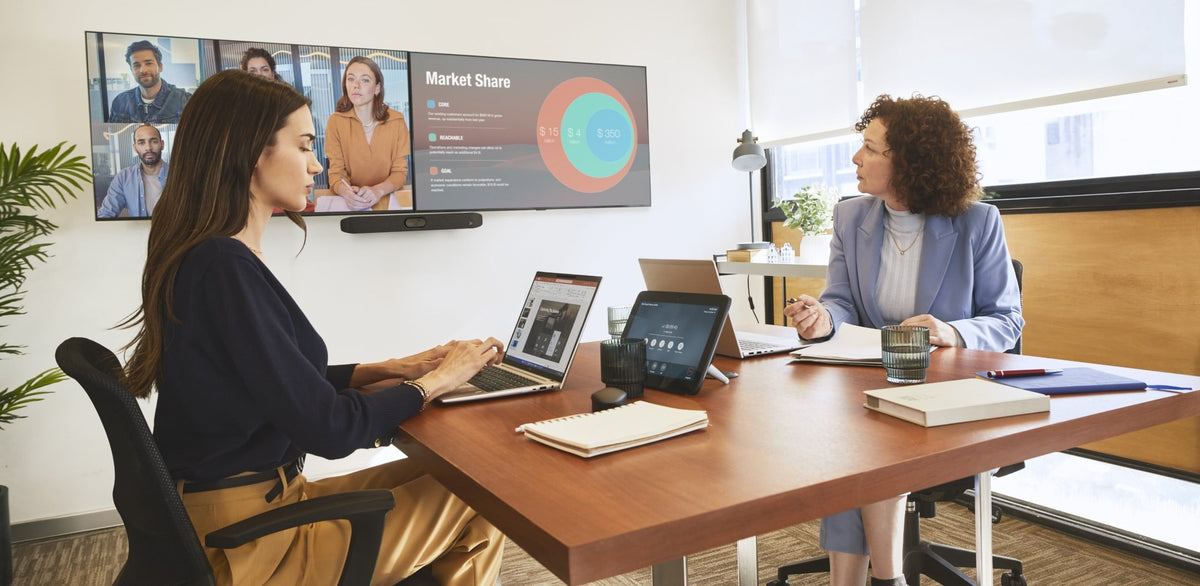 Poly Studio X32 All-in-One Video Bar: Premium 4K Camera for Small Rooms - in-use view (1 of 2)