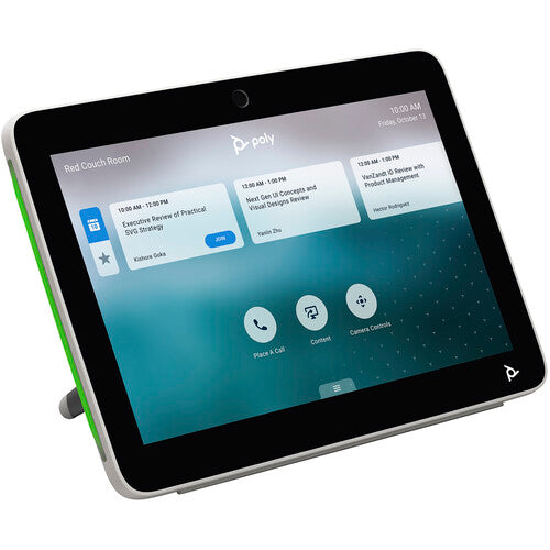 Poly TC10 Touch Controller: 10.1 Inch Meeting Room Control Display - angled view