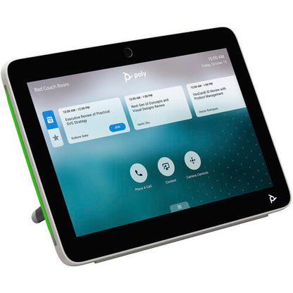 Poly TC10 Touch Controller: 10.1 Inch Meeting Room Control Display - angled view