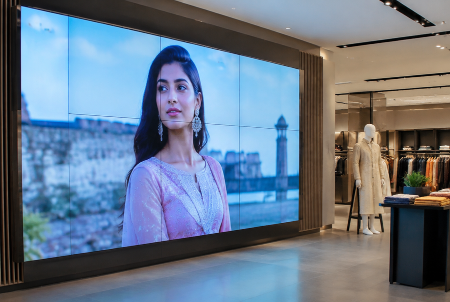 Retail video wall in India installed in a modern store for immersive product displays
