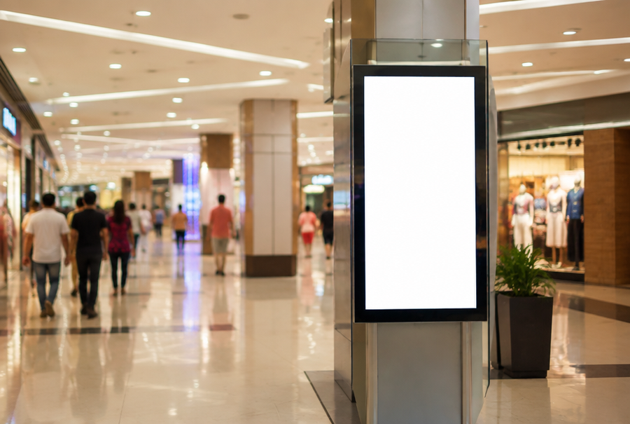 Retail wayfinding digital display in India helping customers navigate a large shopping mall