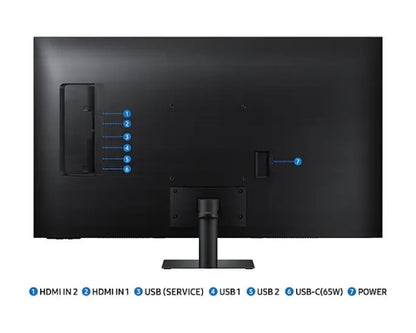 Samsung M70D: 32 Inch M7 4K UHD Smart Monitor (Black) - ports and connectivity close-up