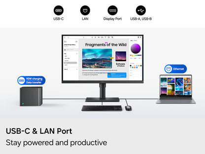 Samsung ViewFinity S80HF: 27 Inch 5K Business Monitor - feature overview graphic