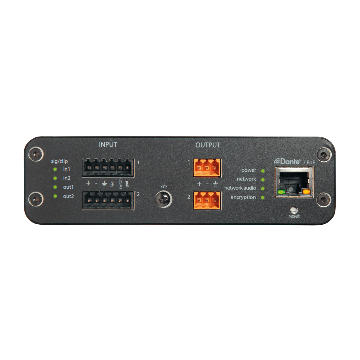 Shure ANI22-BLOCK 2-In 2-Out Analog and Dante Interface, Block - front view