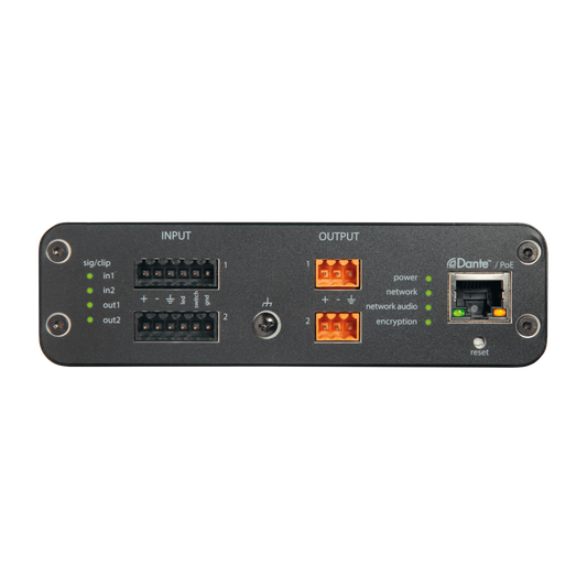 Shure ANI22-BLOCK 2-In 2-Out Analog and Dante Interface, Block - front view
