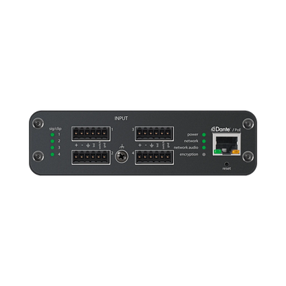 Shure ANI4IN-BLOCK 4-Channel Analog to Dante Network Interface, Block - front view