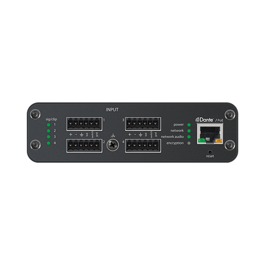 Shure ANI4IN-BLOCK 4-Channel Analog to Dante Network Interface, Block - front view