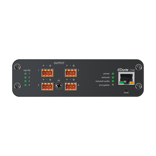 Shure ANI4OUT-BLOCK 4-Channel Dante to Analog Interface, Block - front view