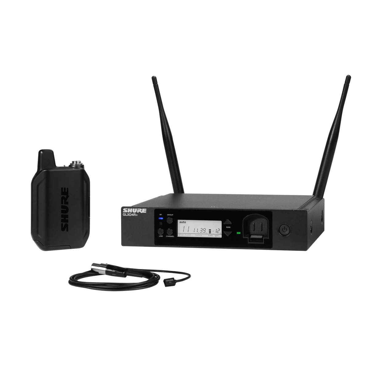 Shure GLXD14R+/93-Z3 GLX-D+ Rack System with WL93 Lavalier Microphone - front view