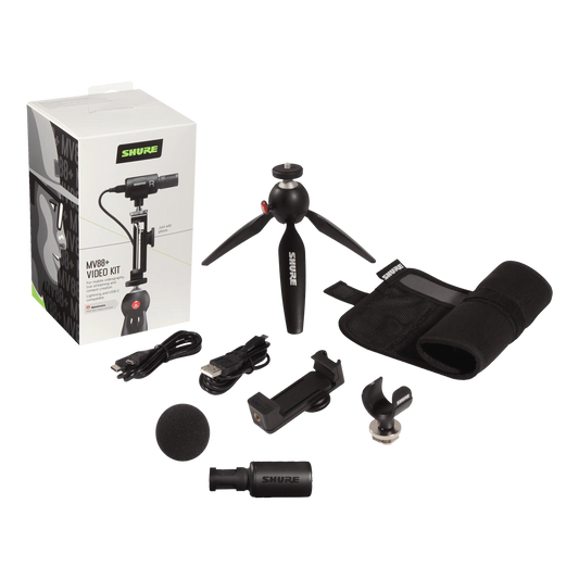 Shure MV88+DIG-VIDKIT MV88+ Video Kit with Tripod and Phone Clamp - front view