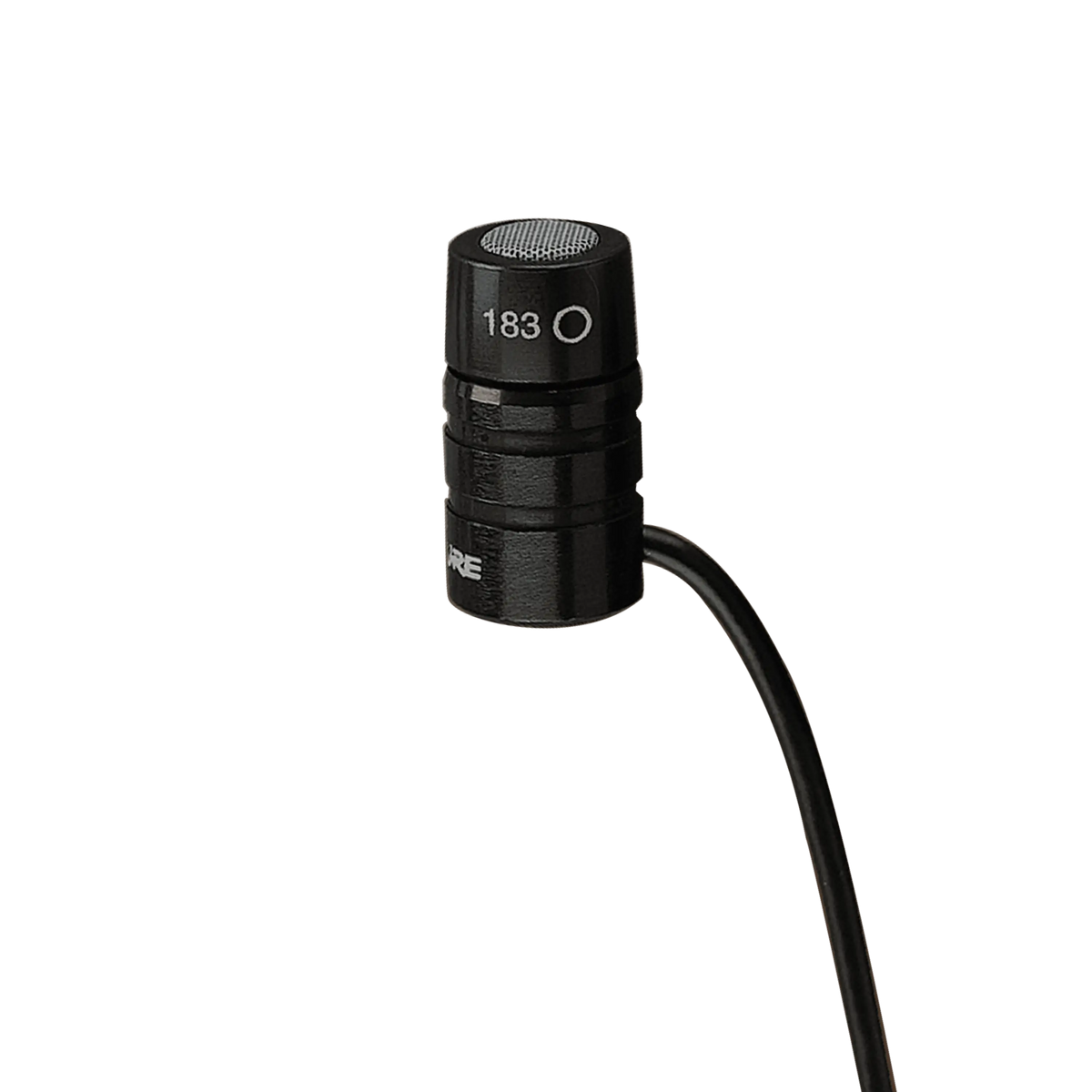 Shure MX183 Lavalier Microphone, Omnidirectional, Black, 3 Pin XLR - front view