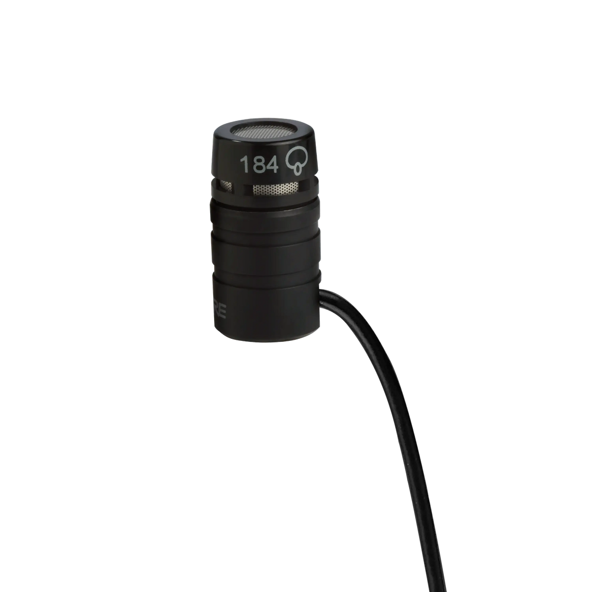 Shure MX184 Lavalier Microphone, Supercardioid, Black, 3 Pin XLR - front view