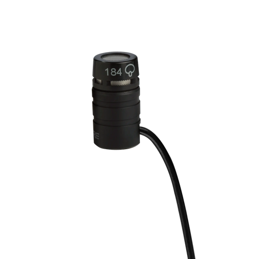 Shure MX184 Lavalier Microphone, Supercardioid, Black, 3 Pin XLR - front view